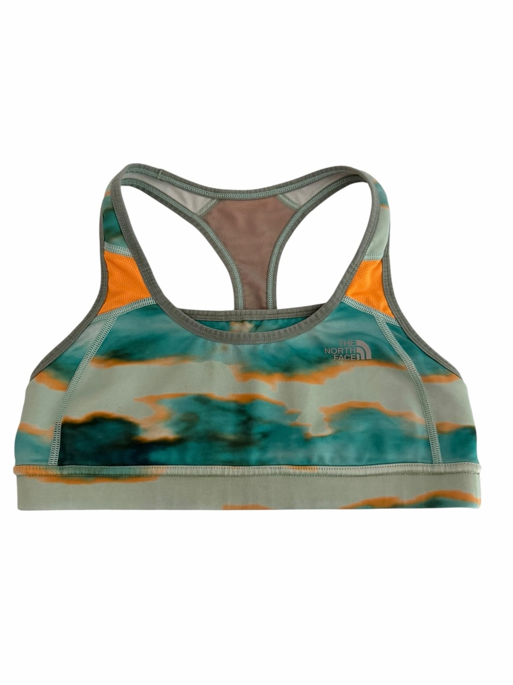 THE NORTH FACE Teal Orange Tie-Dye High Impact Sports Bra small